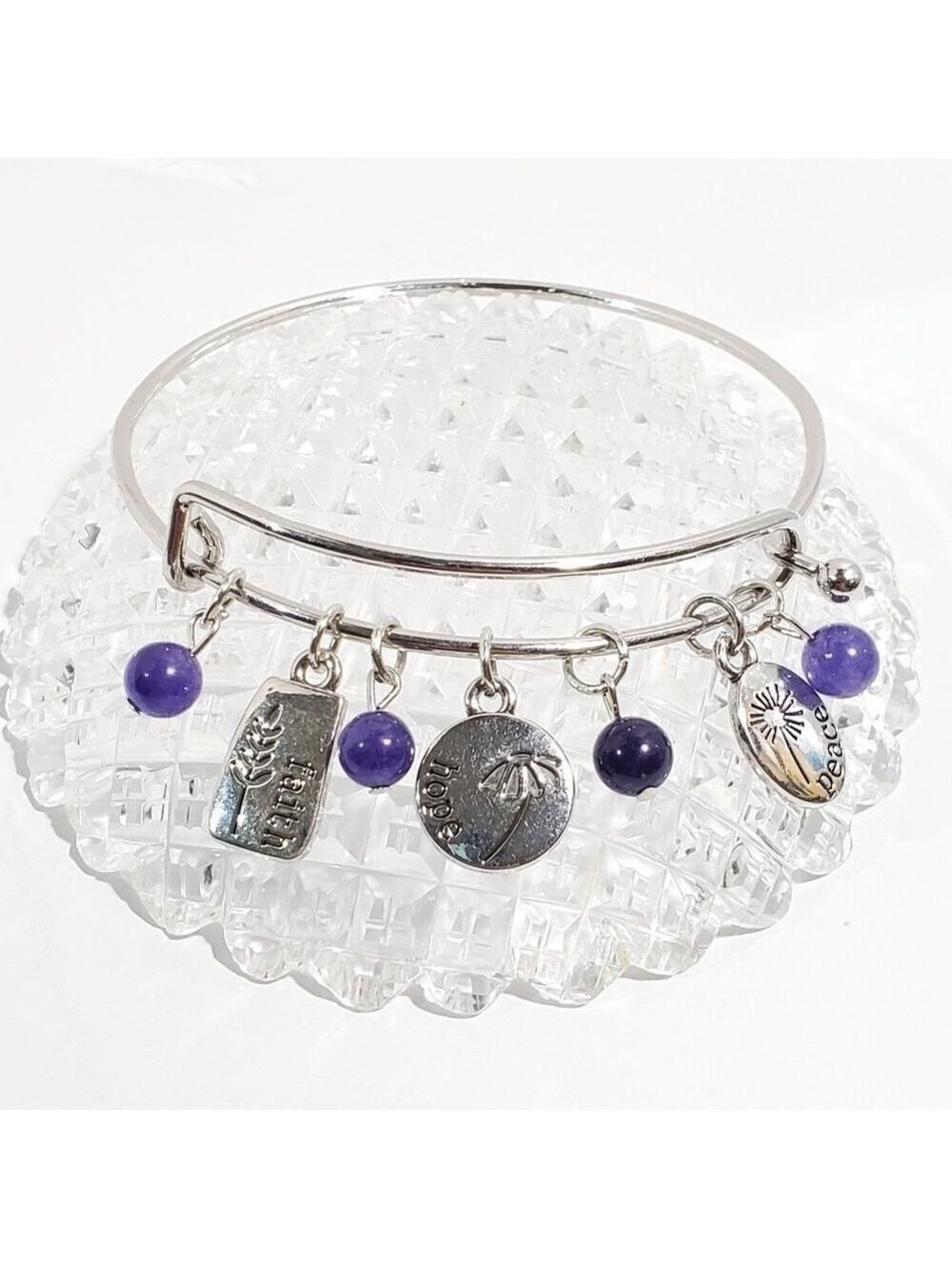 Growing strong bangle bracelet silvertone Faith Hope Peace